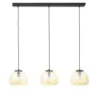 Brilliant Kaizen Luce Pendente Vetro Luce Pendente Metallo Nero Beige | Adatto per 3x E27