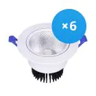 Confezione Multipack 6x Downlight LED Il Giro Inclinabile 12W 960lm 60D - 930 Luce Calda -  | 110mm - Ritaglio 90mm - UGR 